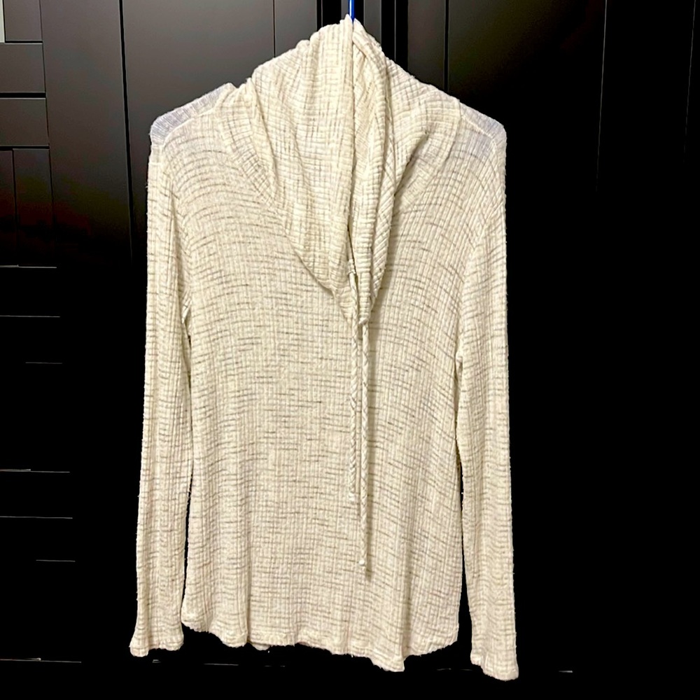 White Cowell neck long sleeve shirt